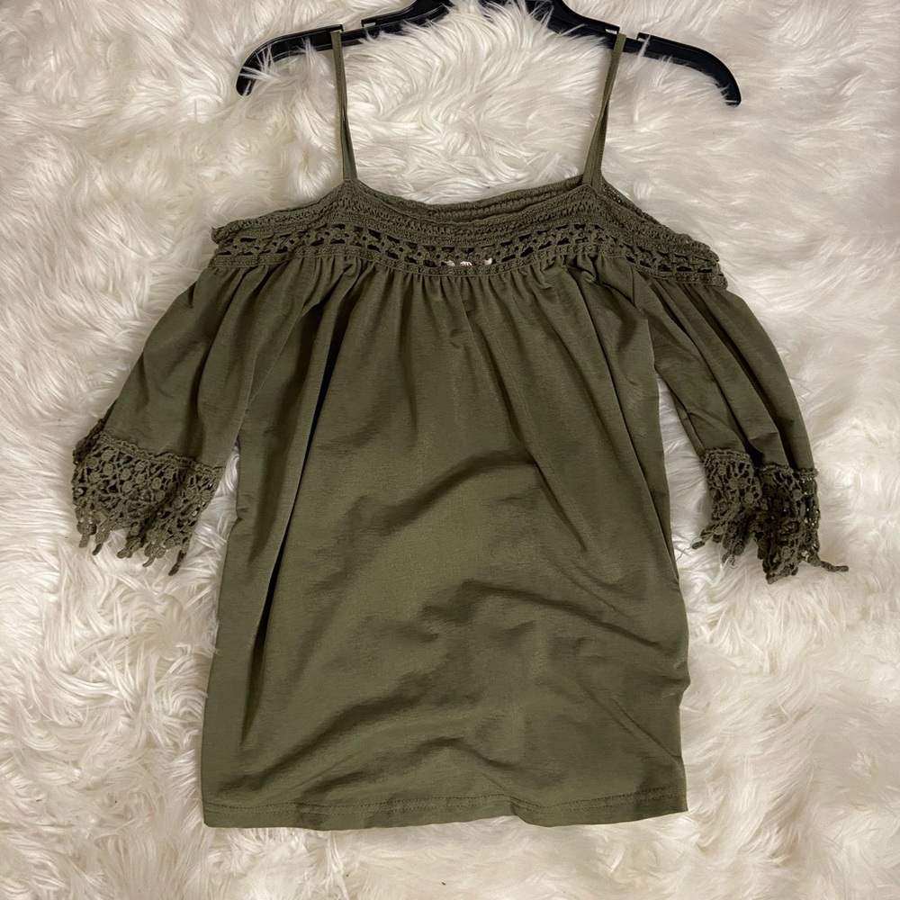 Green Cold Shoulder Top